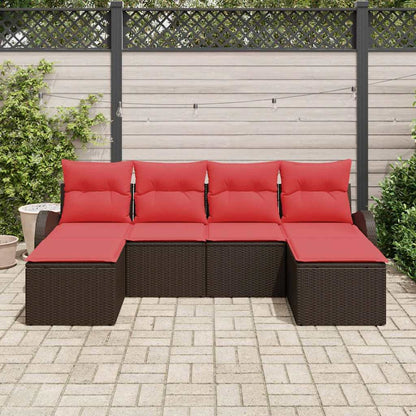 Set Divano da Giardino 6 pcs Marrone Rattan in Polipropilene | homemem39