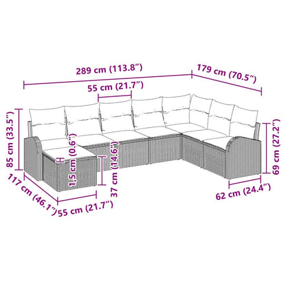 Set Divano da Giardino con cuscino 8 pcs Marrone Poly Rattan | homemem39