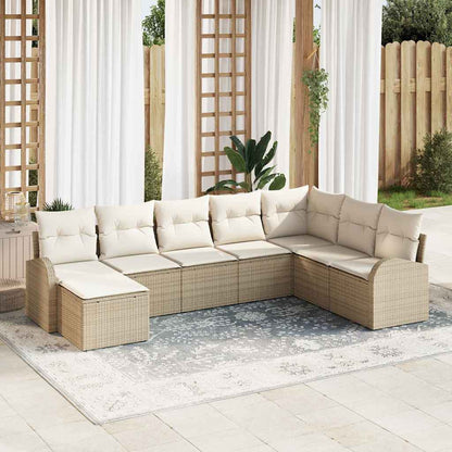 Set Divano da Giardino 8 pcs Beige Rattan in Polipropilene | homemem39