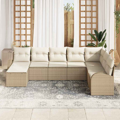 Set Divano da Giardino 8 pcs Beige Rattan in Polipropilene | homemem39