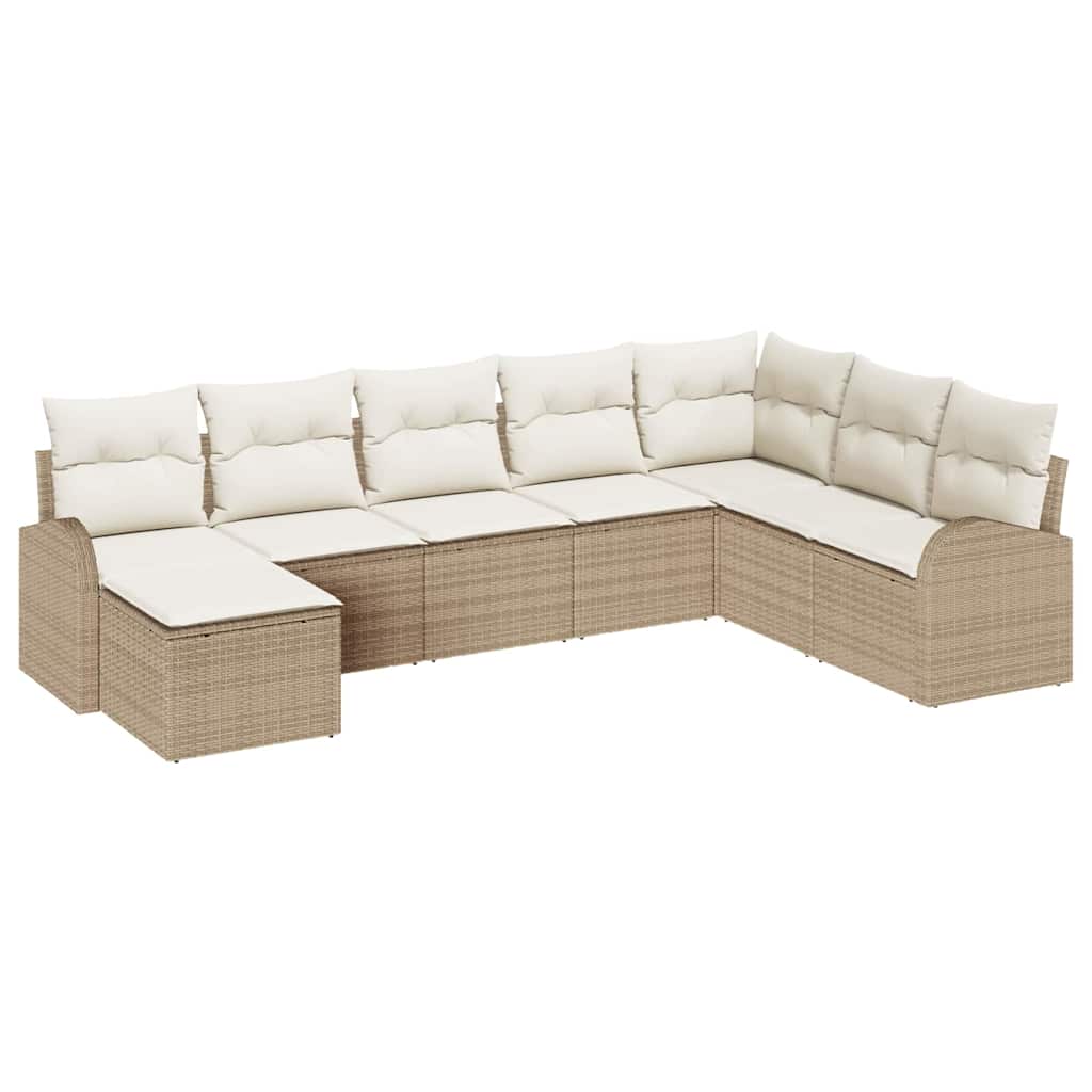 Set Divano da Giardino 8 pcs Beige Rattan in Polipropilene | homemem39