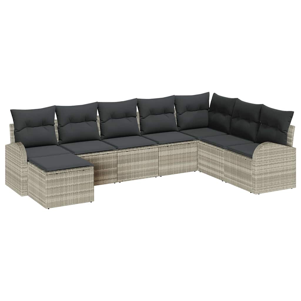 Set Divano da Giardino 8 pcs Grigio chiaro Poly Rattan | homemem39
