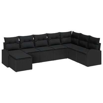Set Divano da Giardino 8 pcs Nero Rattan in Polipropilene | homemem39