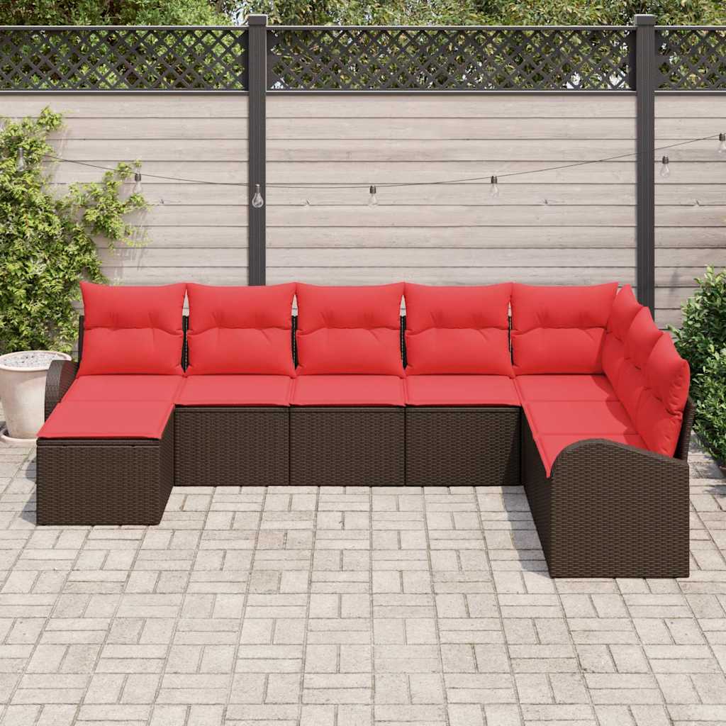 Set Divano da Giardino 8 pcs Marrone Poly Rattan | homemem39