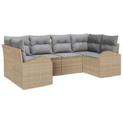 Set Divano da Giardino 6 pcs Beige Rattan in Polipropilene | homemem39