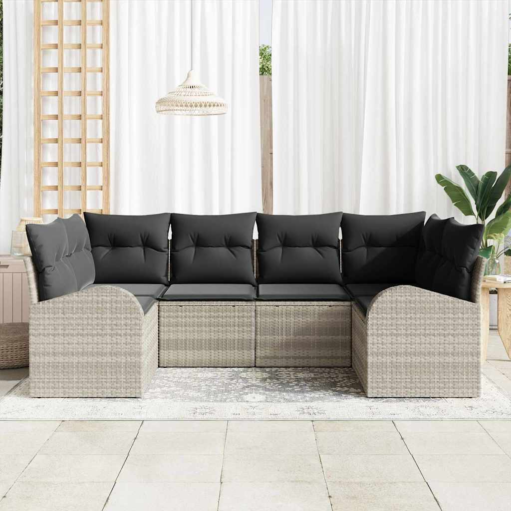 Set Divano da Giardino con cuscino 6 pcs Grigio chiaro | homemem39