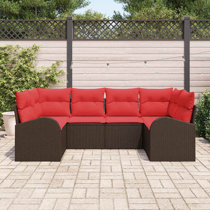 Set Divano da Giardino 6 pcs Marrone Rattan in Polipropilene | homemem39