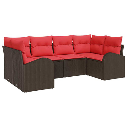 Set Divano da Giardino 6 pcs Marrone Rattan in Polipropilene | homemem39