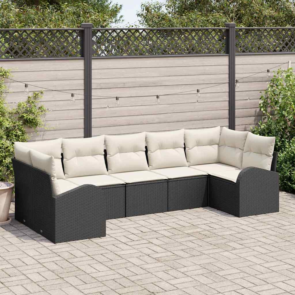 Set Divano da Giardino 7 pz Nero | homemem39