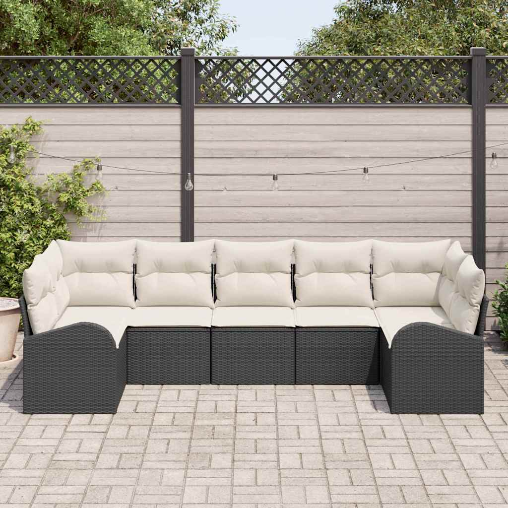 Set Divano da Giardino 7 pz Nero | homemem39