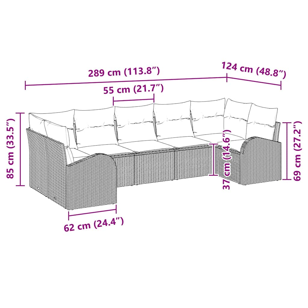 Set Divano da Giardino 7 pz Nero | homemem39