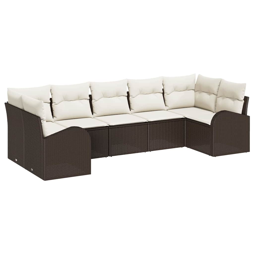 Set Divano da Giardino 7 pcs Marrone Rattan in Polipropilene | homemem39