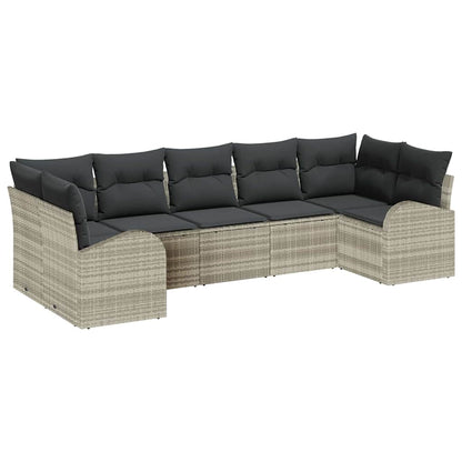 Set Divano da Giardino con cuscino 7 pcs Grigio chiaro | homemem39