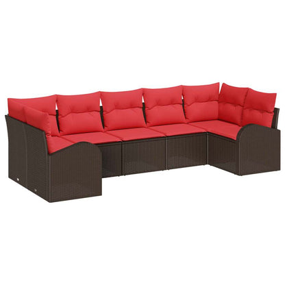 Set Divano da Giardino 7 pcs Marrone Rattan in Polipropilene | homemem39