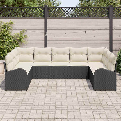 Set di divani con cuscino 9 pcs Nero Rattan in Polipropilene | homemem39