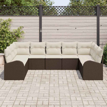 Set di divani con cuscino 9 pcs Marrone Rattan in Polipropilene | homemem39