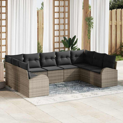 Set di divani con cuscino 9 pcs Grigio Rattan in Polipropilene | homemem39