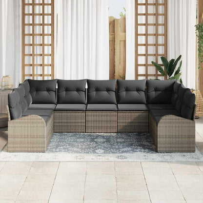 Set di divani con cuscino 9 pcs Grigio Rattan in Polipropilene | homemem39