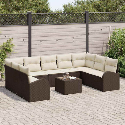 Set di divani 10 pcs Marrone polyrattan - homemem39