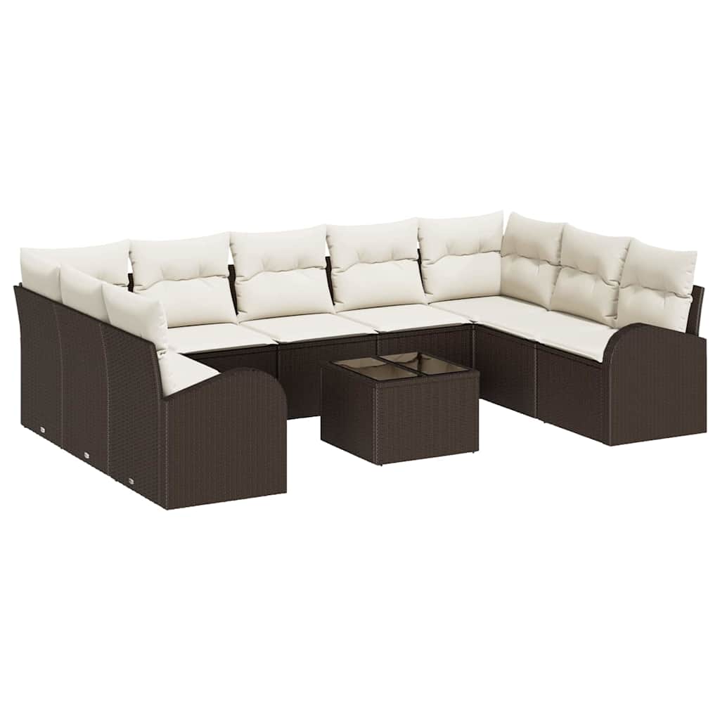 Set di divani 10 pcs Marrone polyrattan - homemem39