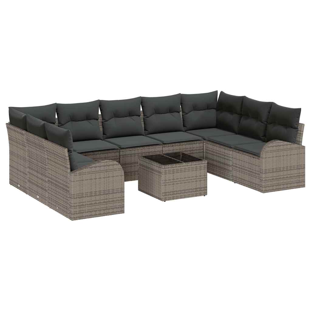 Set di divani con cuscino 10 pcs Grigio Rattan in Polipropilene | homemem39