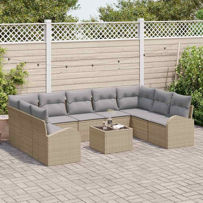Set di divani con cuscino 10 pcs Beige Rattan in Polipropilene | homemem39