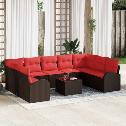 Set di divani 10 pcs Marrone Rattan in Polipropilene | homemem39