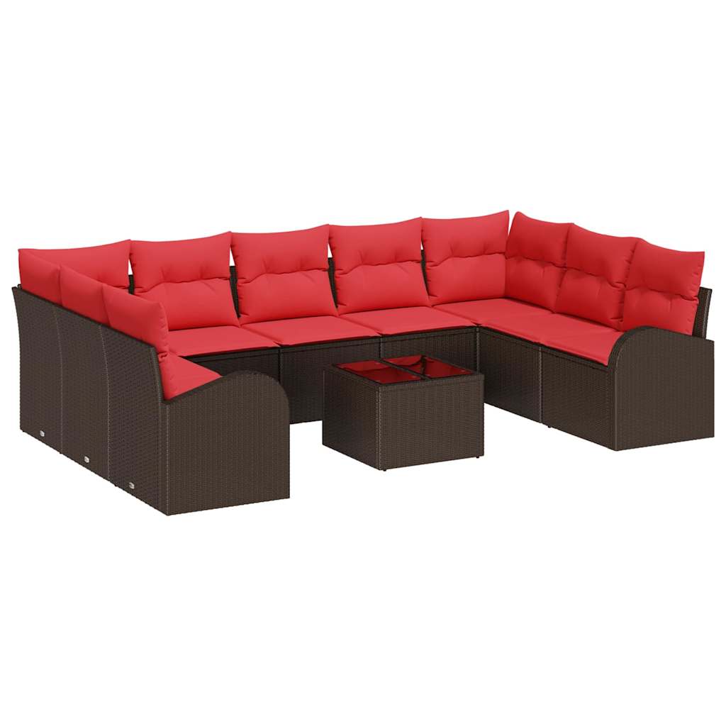 Set di divani 10 pcs Marrone Rattan in Polipropilene | homemem39
