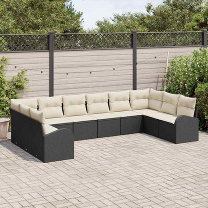 Set di divani con cuscino 10 pcs Nero Polyrattan | homemem39