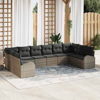 Set di divani con cuscino 10 pcs Grigio Polyrattan | homemem39