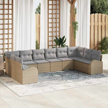 Set di divani con cuscino 10 pcs Beige Polyrattan | homemem39