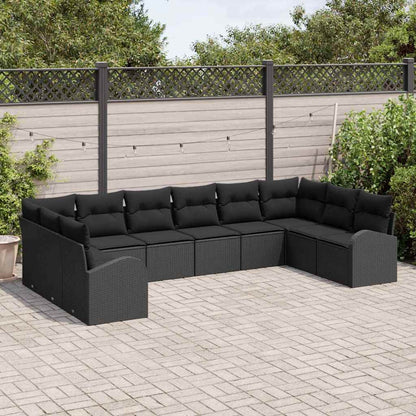 Set di divani con cuscino 10 pcs Nero Polyrattan | homemem39