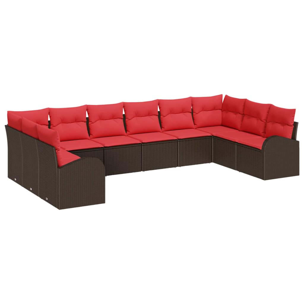 Set di divani con cuscino 10 pcs Marrone polyrattan | homemem39