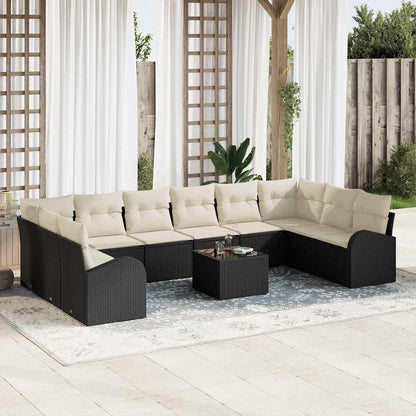 Set di divani con cuscino 11 pcs Nero Polyrattan | homemem39