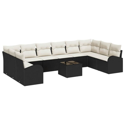 Set di divani con cuscino 11 pcs Nero Polyrattan | homemem39