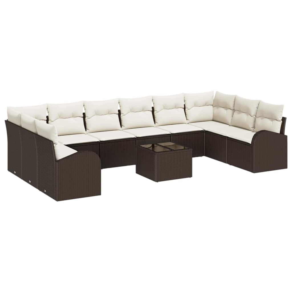 Set di divani con cuscino 11 pcs Marrone Polyrattan | homemem39