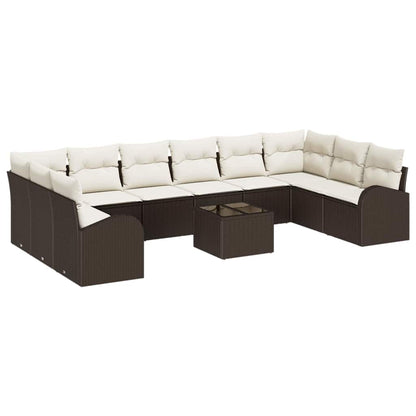 Set di divani con cuscino 11 pcs Marrone Polyrattan | homemem39