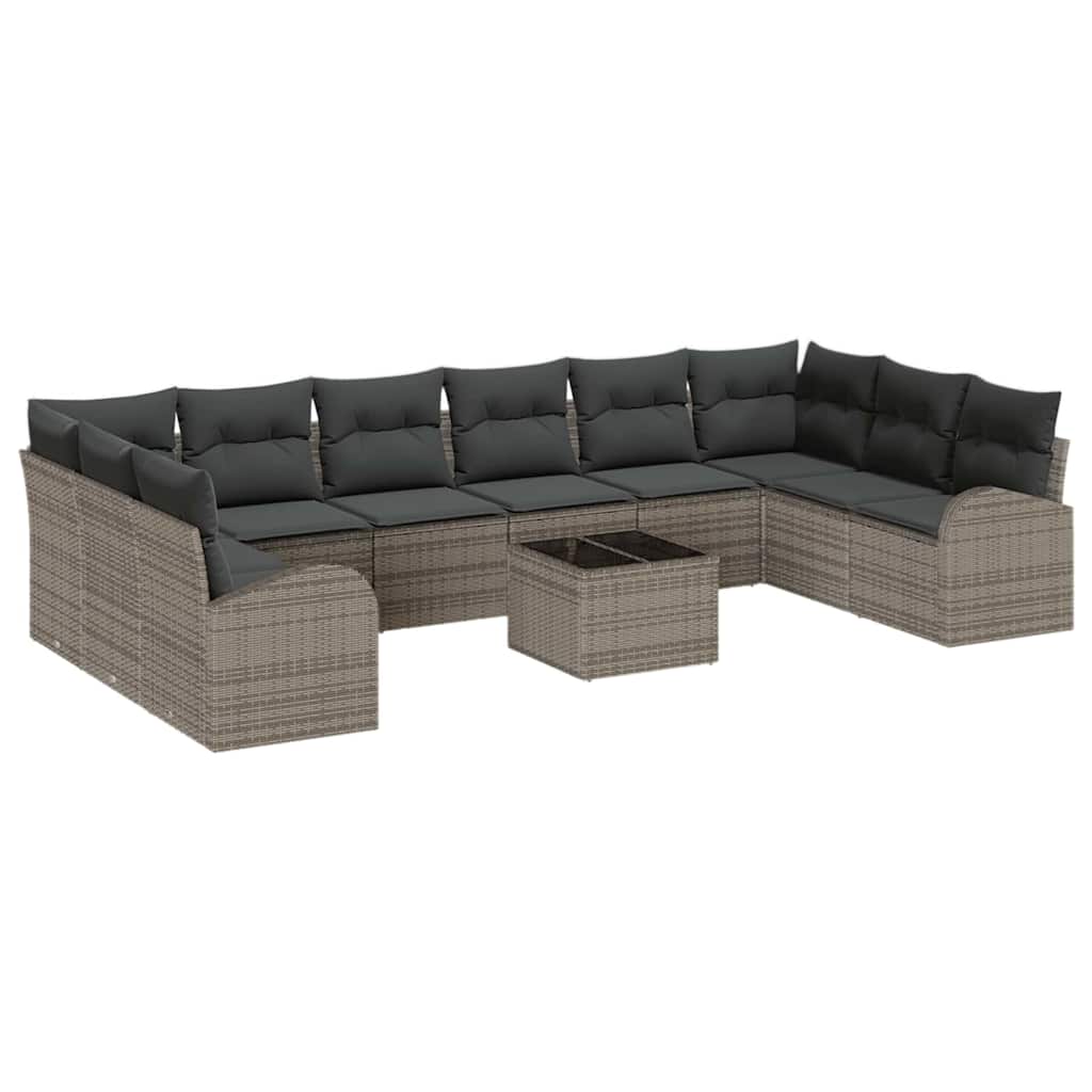 Set di divani con cuscino 11 pcs Grigio Polyrattan | homemem39