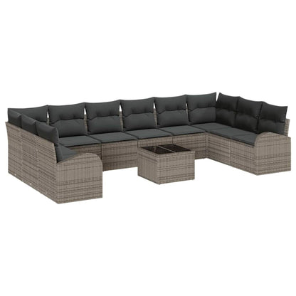 Set di divani con cuscino 11 pcs Grigio Polyrattan | homemem39