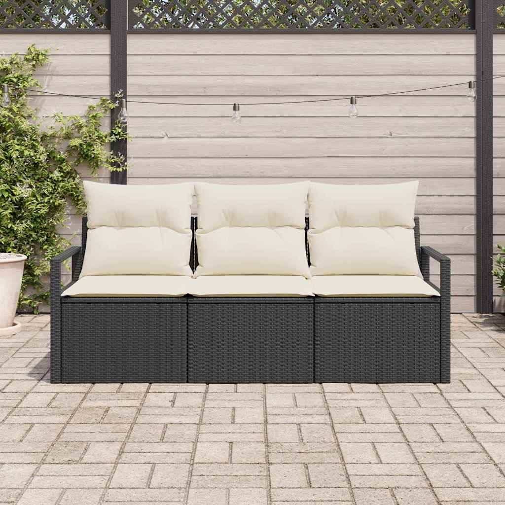 Set di divani 3 pcs Nero polyrattan | homemem39