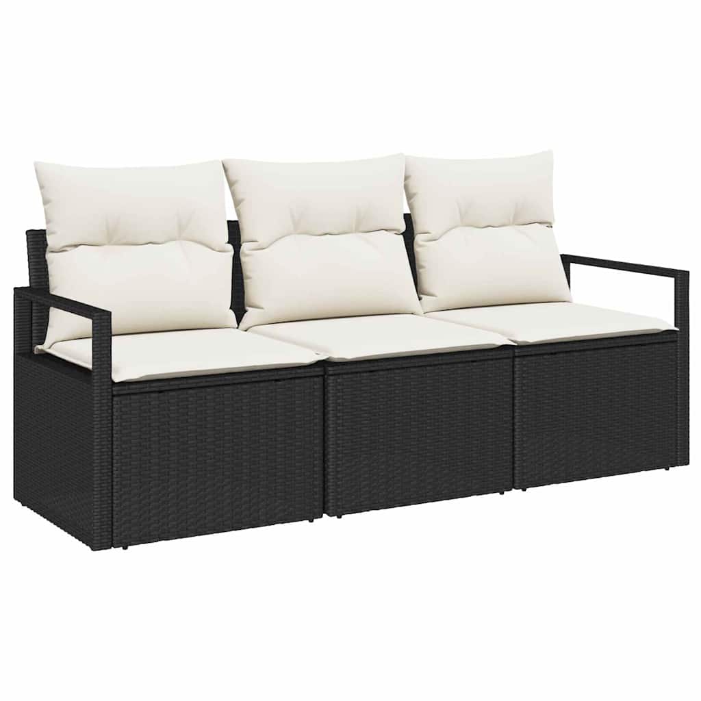 Set di divani 3 pcs Nero polyrattan | homemem39