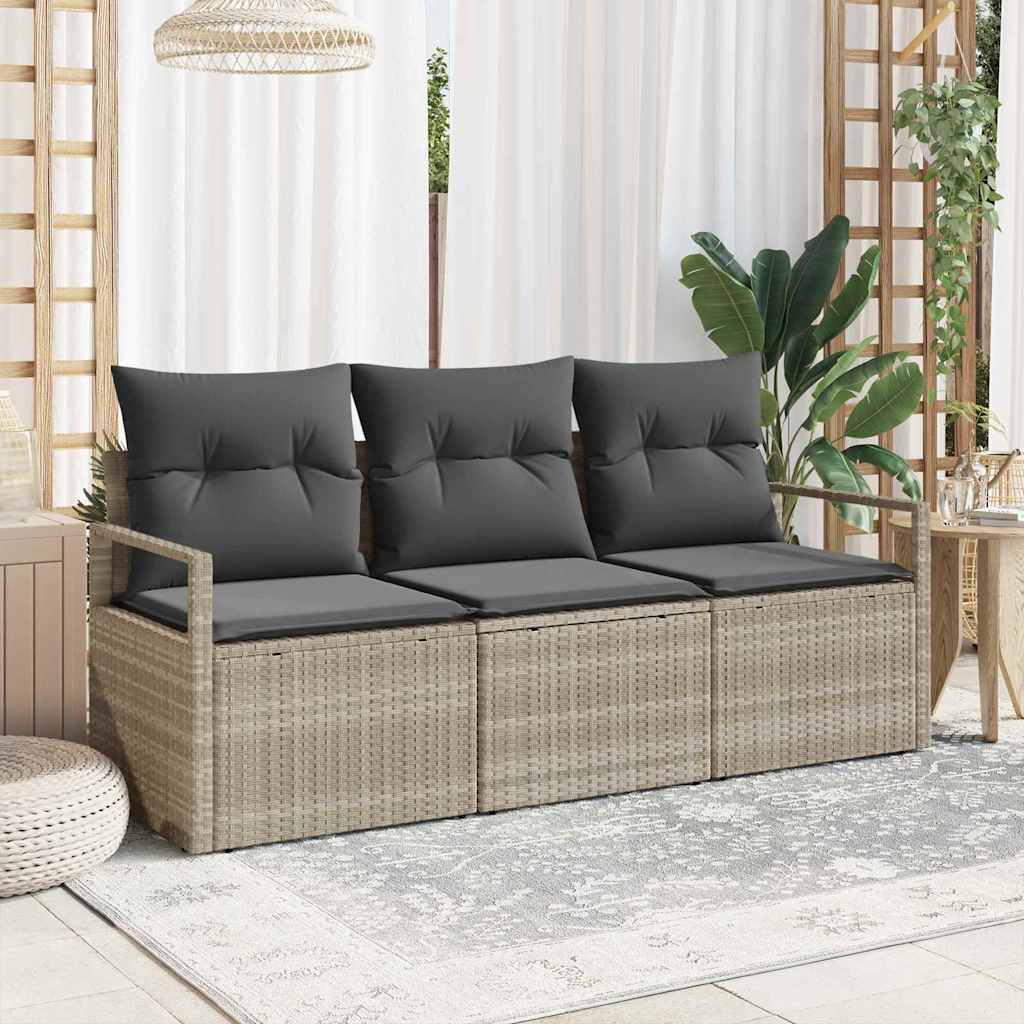 Set di divani 3 pcs Grigio chiaro polyrattan | homemem39