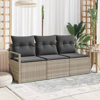 Set di divani 3 pcs Grigio chiaro polyrattan | homemem39