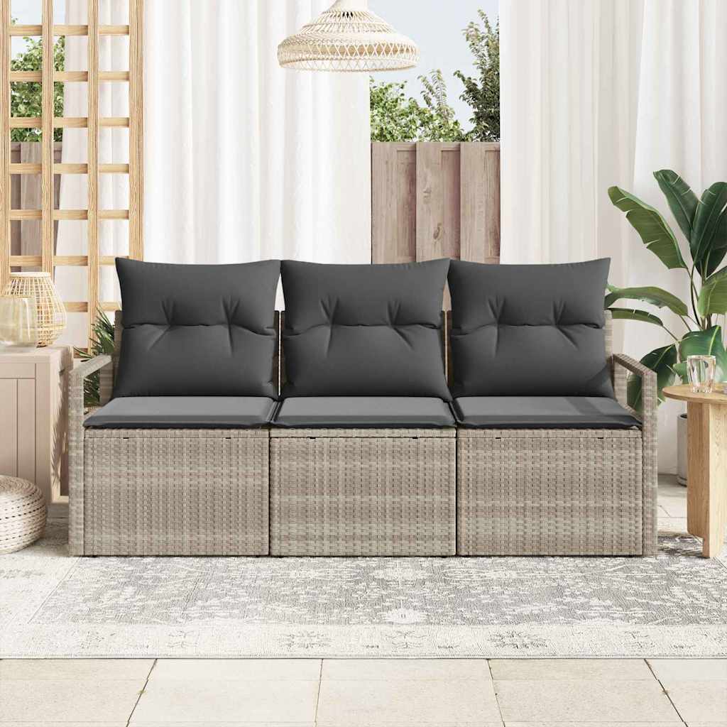 Set di divani 3 pcs Grigio chiaro polyrattan | homemem39