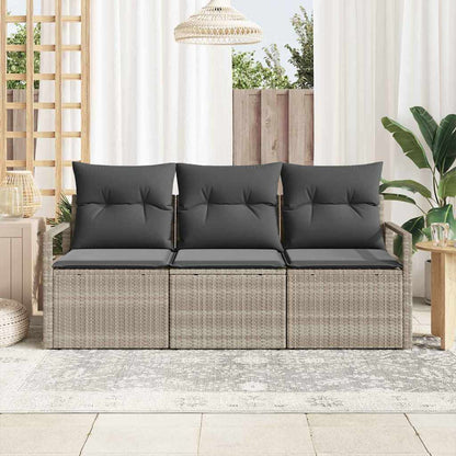 Set di divani 3 pcs Grigio chiaro polyrattan | homemem39