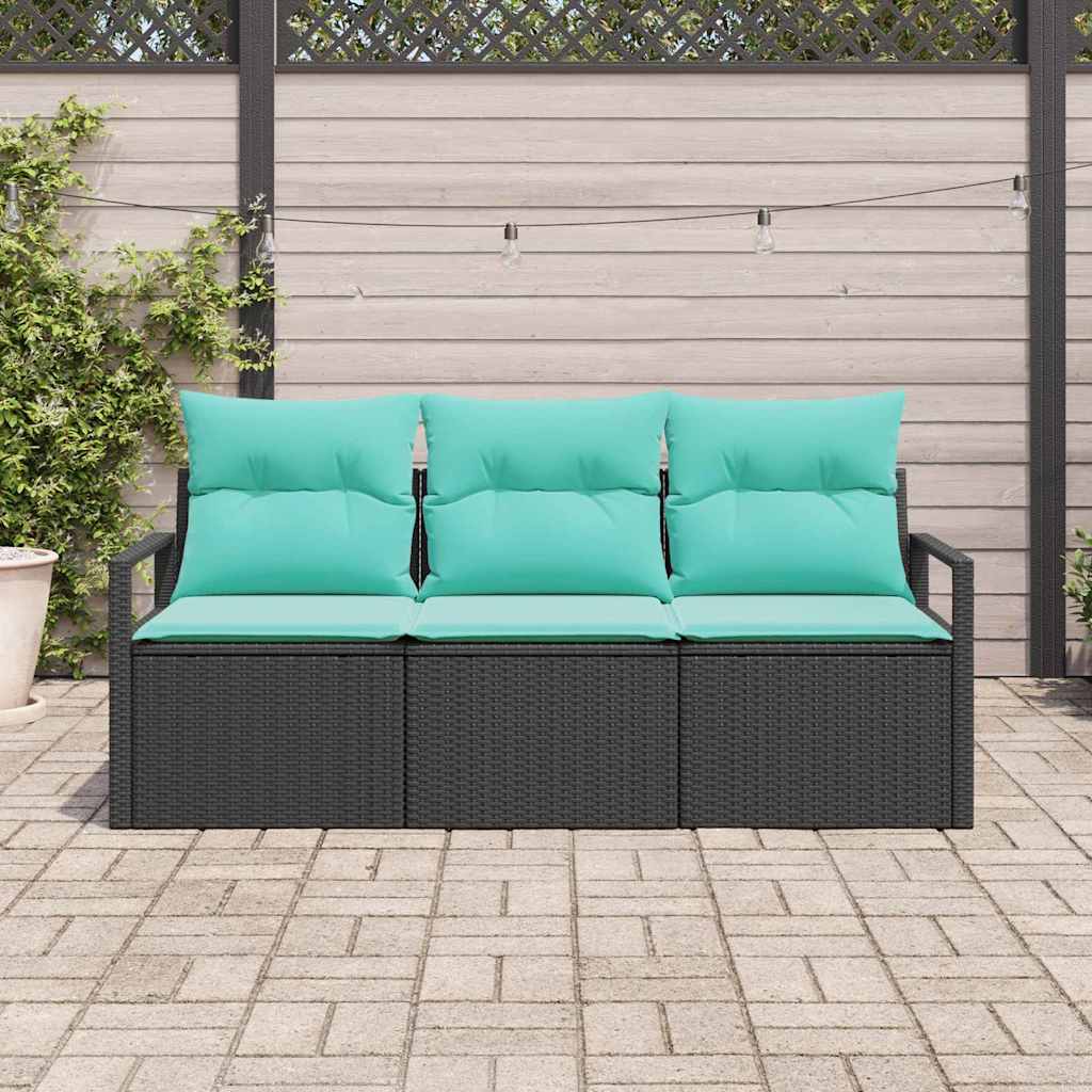 Set di divani 3 pcs Nero polyrattan | homemem39