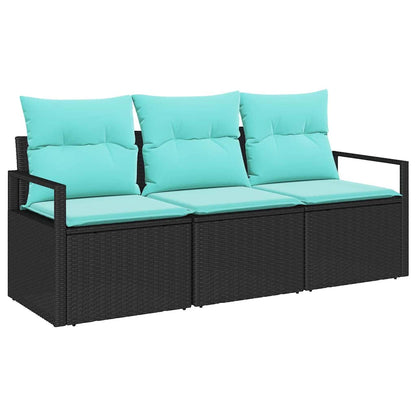 Set di divani 3 pcs Nero polyrattan | homemem39