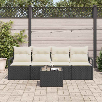 Set di divani 5 pcs Nero e Crema polyrattan | homemem39