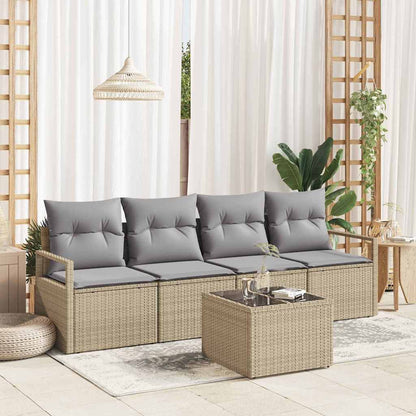 Set di divani 5 pcs Beige e grigio polyrattan | homemem39