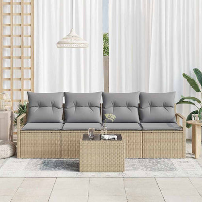 Set di divani 5 pcs Beige e grigio polyrattan | homemem39
